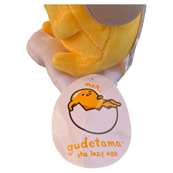 Sanrio Gudetama The Lazy Egg Small Plush Toy Headphones Sunglasses 5.5”x5.5” NWT - Picture 2 of 7